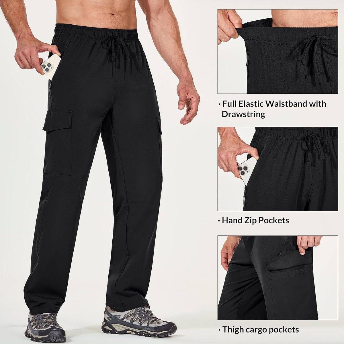 Lightweight Water-Resistant Hiking Pants with 4 Pockets