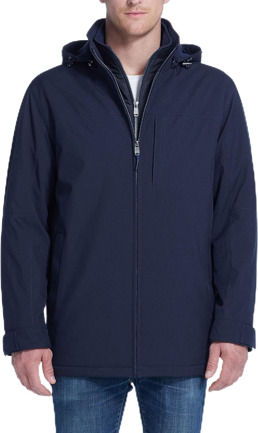 Fleece-Lined Rain Jacket with Detachable Hood